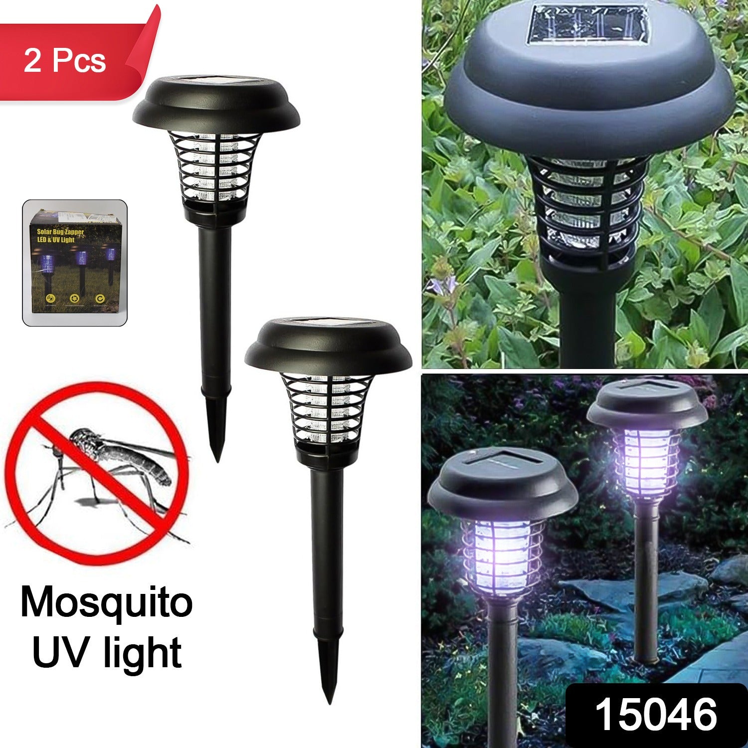 Garden Lighting UV LED Solar Powered LED Mosquito Trap / Bug Zapper (2 Pc) Garden Lighting UV LED Solar Powered LED Mosquito Trap / Bug Zapper (2 Pc)